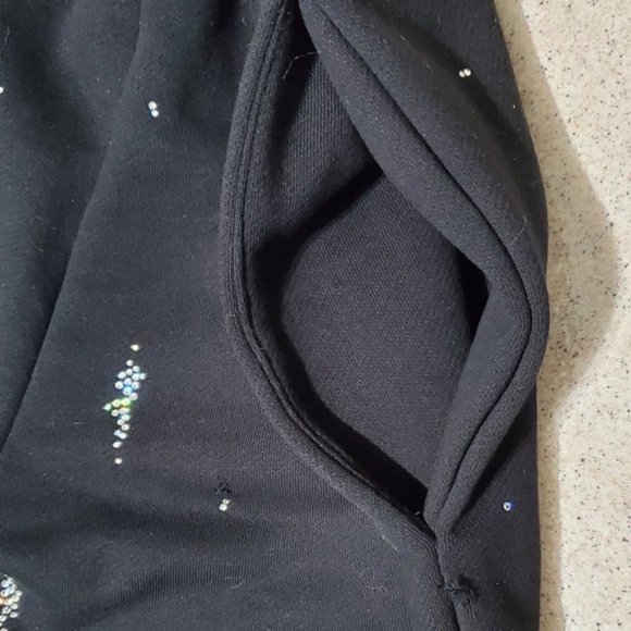 NWT BLACK LIBERAL YOUTH MINISTRY DREAM BABY CRYSTAL RAIN DISTRESSED SWEATPANTS - Picture 11 of 12